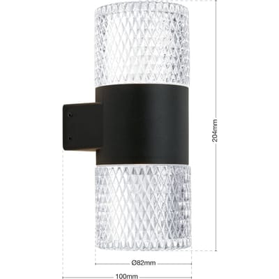 ORION Buitenwandlamp Mondo, zwart, hoogte 20,4 cm, aluminium, 2-lamps.