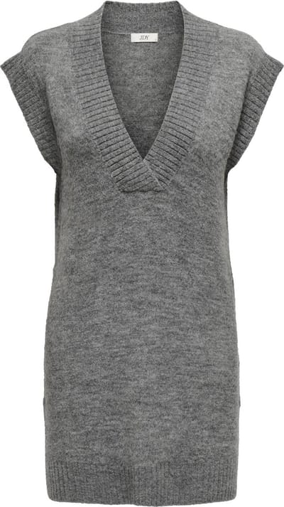 Jacqueline de Yong Trui Jdyelanora S/l V-neck Slit Vest Knt 15328344 Dark Grey Melange Dames Maat - XS