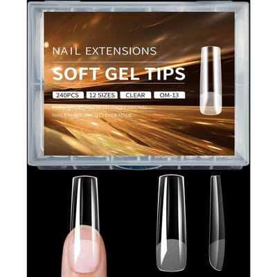 240 Pièces Embouts d'Ongles Demi-Dépolis Transparents Ultra Fins Extension Sans Trace Press On Ongles Acryliques Amande Cercueil Ballerine Faux Ongles