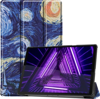 Hoes - Geschikt voor Lenovo Tab M10 FHD Plus (2e / 2nd Generatie) - Dun & Stevig - Trifold Bookcase - Hard Cover - Hardcover Book Case - Tablet Hoesje - Sterrenhemel