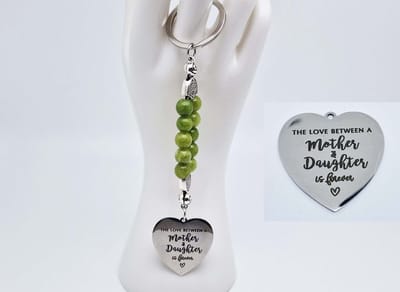 Handgemaakte Natuurstenen Sleutelhanger "Kraal Koreaanse jade "- Met metaal hanger - 8 mm diameter van de korrel- Mooie accessoire en decoratie voor de auto-Vaderdag Cadeau -Moderdag Cadeau - Cadeau vrienden