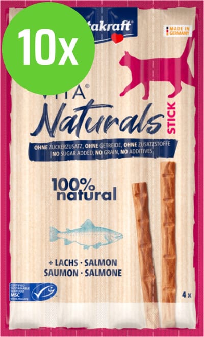 Vitakraft Vita Naturals Cat Stick Zalm - 10 x 4 st