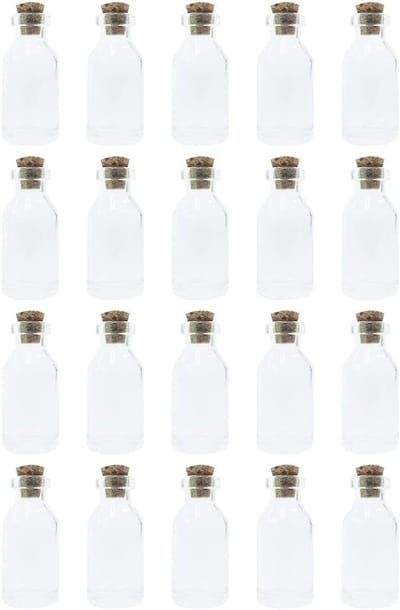 20 Stuks 5ML Mini Glazen Flessen met Kurk voor DIY Decoratie, Terrarium en Ambachten