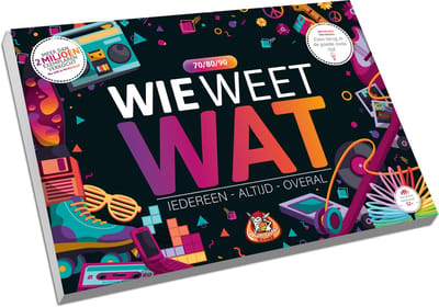 White Goblin Games - Wie Weet Wat: 70/80/90 - Partyspel - 2 tot 10 spelers - Speelt snel en de uitleg is nóg sneller - Wie Weet Wat speel je altijd, met iedereen en overal - Ideaal cadeau