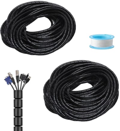 Dailygoods - Kabelslang - Kabelbescherming - Herbruikbaar en flexibel - Zwart - Kabelgoot - Milieuvriendelijk - Geschikt voor TV/PC - 20 m en 15 m