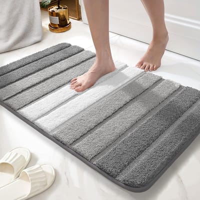Dailygoods- Badmat Super Absorberend - Microvezel - Badkamertapijt - Deurmat - 60 x 120 cm - Pluizig en Veiligheidswaarschuwing