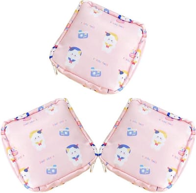 Maandverband Opbergtas - Periode Zakje Tampon Houder - Hygiënisch Opbergen - Trilateraal Openingsontwerp - 13 x 13 x 3 cm