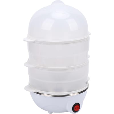 Cuiseur à œufs 3 étages Multifonctionnel Compact Cuiseur à œufs électrique pour le petit-déjeuner Œufs durs white