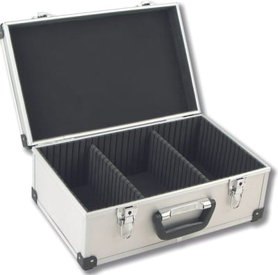 Perel Cd-koffer, 60 cd's, sleutelslot, 2 sleutels, aluminium, 424 x 265 x 173 mm