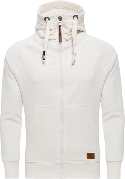Yazubi Heren Hoodie Jacob – Regular Fit – Katoenmix Stretch – Wit – Rits & Kap