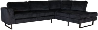 Hoekbank design Puckerto 290cm bank velvet zwart hoek loungebank rechts bankstel hoeksalon zetel