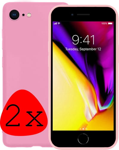 Hoes - 2 Stuks - Geschikt voor Apple iPhone 7 - Sterk & Shockproof - Case Siliconen - Back Cover - Telefoon Hoes - Lichtroze