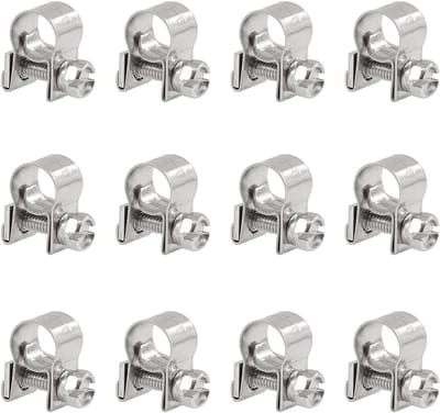 12-Pack RVS Mini Brandstofinjectieslang Klemmen - Verstelbare Slangclips voor 7-9mm Buizen en Slangen (9/32''-11/32'' Diameter)