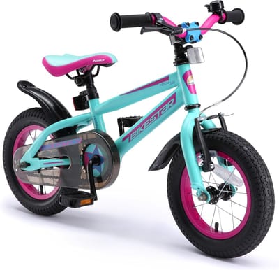 Kinderfiets - Loopfiets - Leren Fietsen - Lichtgewicht Aluminium - 12 Inch - Turquoise & Berry