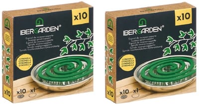 Ibergarden - citronella spiraal wierook - muggen - 2 doosjes met 10 spiralen en wierookhouder