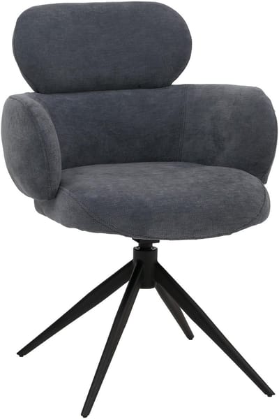 Eetkamerstoel MCW-O77, keukenstoel gestoffeerde stoel, draaibaar met automatische terugkeer, stof (310 g/m²) chenille Öko-Tex ~ grijsblauw