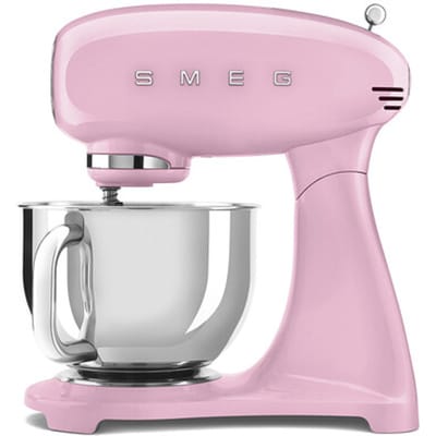 SMEG SMF05PKEU Keukenmachine - Keukenmixer - 1000W - 4,8L RVS Mengkom - 10 Snelheden - Planetaire Mengbeweging - Inclusief 4 Accessoires - '50s Style - Roze