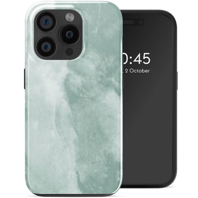 Selencia Hoesje - Geschikt voor Apple iPhone 15 Pro - Backcover geschikt voor MagSafe - Marble Grayed Jade