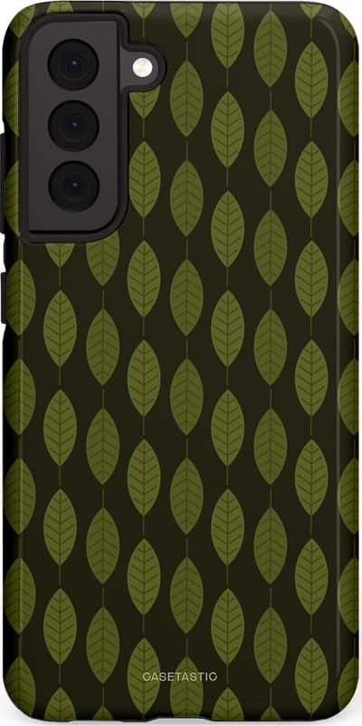 Casetastic hoesje geschikt voor Samsung Galaxy S21 FE 5G - Dubbellaagse bescherming - Donkergroene Bladerendek - Fashion Case - Zwart Donkergroen
