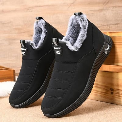 Winter Heren Laarzen Plus Fluweel Warm Sneeuwlaarzen Heren Werk Casual Schoenen Hoge Top Katoenen Schoenen Antislip Enkellaarsjes 44 zwart