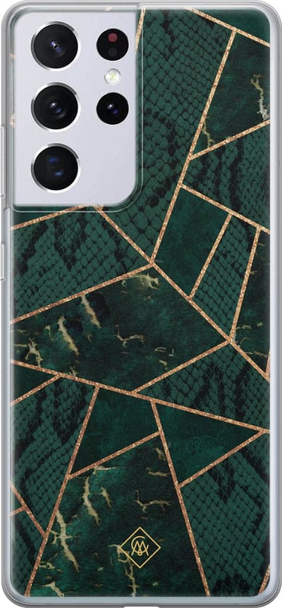 Casimoda® hoesje - Geschikt voor Samsung S21 Ultra - Abstract Groen - Backcover - Siliconen/TPU - Groen
