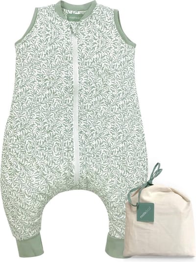 Babyslaapzak met voeten voor lente en herfst - 1 TOG, licht gevoerd, 100% katoen, geschikt voor baby's van 80 cm