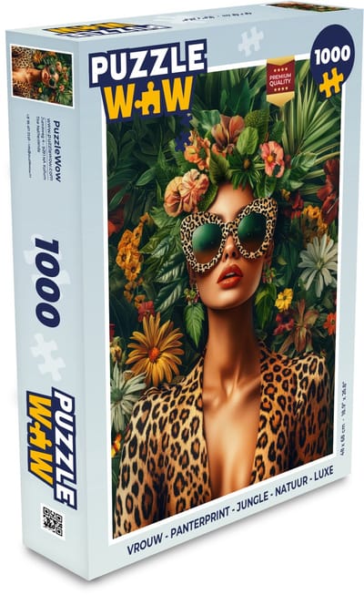 Puzzel Vrouw - Panterprint - Jungle - Natuur - Luxe - Legpuzzel - Puzzel 1000 stukjes volwassenen