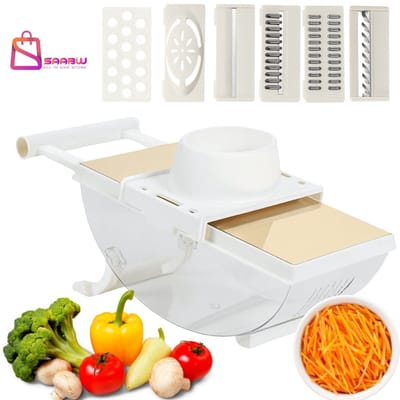 Groentesnijder & Rasp – Handmatige Multifunctionele Slicer met 6 Vervangbare Messen + eiersnijder – mandoline – groentensnijder – mandoline keukensnijder – 72296
