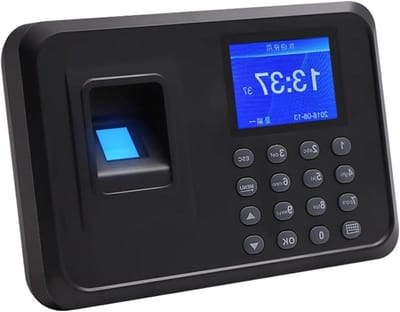 Biometrische Tijdklok - Vingerafdruk Registratie - Werknemer Aanwezigheid - Geen Software Nodig - 2.4 Inch Scherm - Zwart