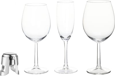 Wijnglazen set - 18-delig - incl. champagnefles afsluiter/stopper - RVS
