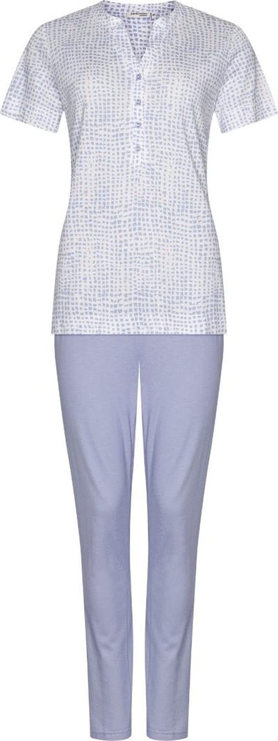 Pastunette Premium Pyjama Soft Sketches - Katoen/Modal - Wit/Blauw - Maat 38
