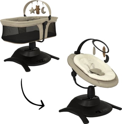 Novi at Home Stardust 2-in-1 Babyswing en Wieg - 12 melodieën en 2 natuurgeluiden - Sand Melange - tot 9 kg