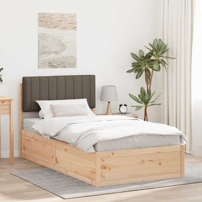 vidaXL - Bedframe - met - Gevoerde - Hoofdbord - Taupe - 100 - x - 200 - cm