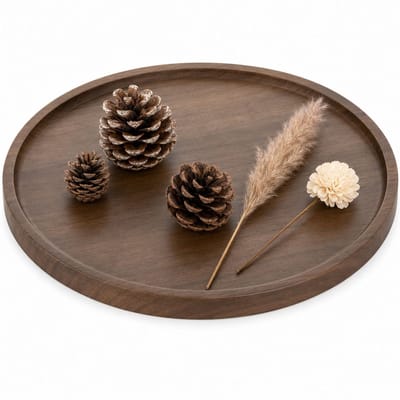 VHV - Dienblad - Houten dienblad - Rond serveerblad - Decoratief salontafelblad - Voor keuken woonkamer en ontbijt