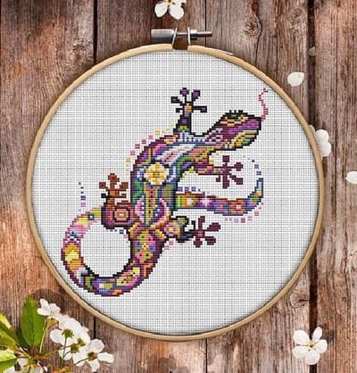 Borduurpakket Mandala Salamander - APS - telpatroon om zelf te borduren - geschikt voor beginners