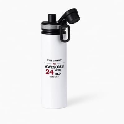 Hacebo® - This is what an awesome 24 year old looks like waterfles met draaidop grijs - iemand die 24 jaar is geworden - de jarige - verjaardagscadeau - kado - geschenk - gift - leuke verjaardagscadeau - felicitatie - water fles - 850ML