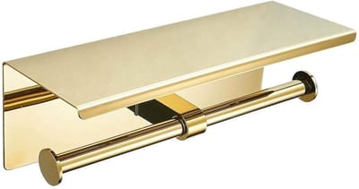 Unyqoos ® Stijlvolle Gouden Toiletpapierhouder met Dubbele Stangen en Gemakkelijke Installatie