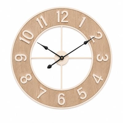 HomeGoodies - Wandklok - Wandklok 60 cm - Wandklok modern - Houtlook Design - Stil & Niet Tikkend - Batterij