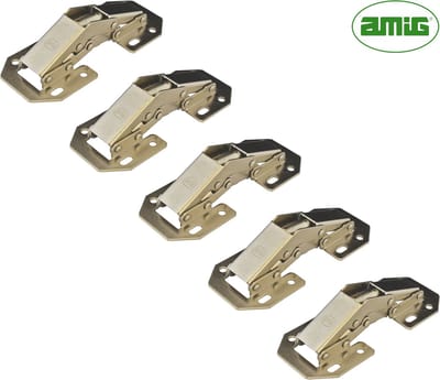 AMIG Kastscharnier Meubelscharnier met veer 100mm – 5 stuks – Easy-ON - Vernikkeld Staal – 90 graden – inkl. Schroeven