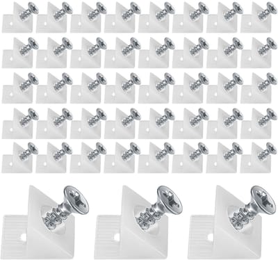 50 Stuks Achterwandverbinders, Lade Wiggen, Doorhangende Ladenbodems, Kastachterwand, Kunststof Achterwandbeugels met Schroeven - Wit (50)