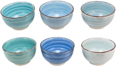 Cookinglife Kom Delice Blue - Set van 6 ø 14 cm - Aardewerk Vaatwasser-, Magnetron- en Ovenbestendig