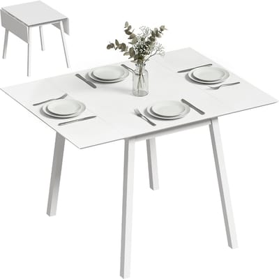 HOMCOM - eettafel - opklapbaar - dennenhout - wit