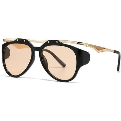 High End Designer Stijl Retro Edgy Punk Glamoureus Trendy Legering Metaal Geklonken Aviator Vrouwelijk Voor Zowel Man Zonnebrillen