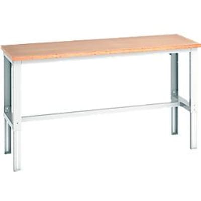 Bott cubio werktafel, handmatig in hoogte verstelbaar, beuken multiplex blad, B 2000 x D 750 x H 740-1140 mm, tot 600 kg, lichtgrijs RAL 7035