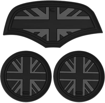 Dailygoods- Bekerhouder Universele Compatibiliteit - 3 Stuks - Siliconen - Antislip - Zwart - Inclusief Opbergmat - Onderzetters