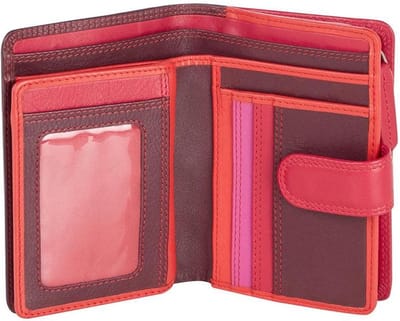 Visconti Dames Portemonnee - Leer - RFID - 10 pasjes - Rainbow Collectie - Pruim (RB51 PM)
