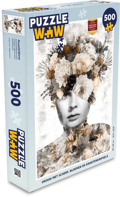 Puzzel Vrouw - Scherven - Krant - Legpuzzel - Puzzel 500 stukjes