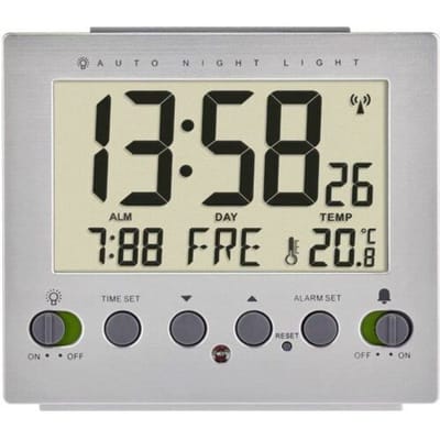TFA Dostmann 60.2561.55 Wekker Zendergestuurd Zilver Alarmtijden: 1