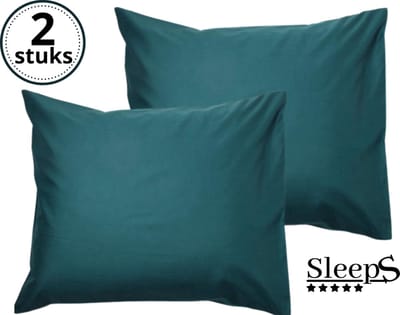 Sleeps - Kussenslopen - Set van 2 Stuks - Petrol - 60x70cm - 100% Hoogwaardige 20A Katoen - Zacht Katoen - Strijkvrij -