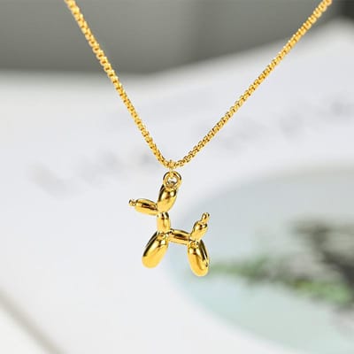 Roestvrij Staal Schattige Poedel Ballon Hond Hanger Ketting Zoet Grappig Bedeltje Sleutelbeen Ketting Uniek Meisje Verjaardagscadeau Sieraden gray
